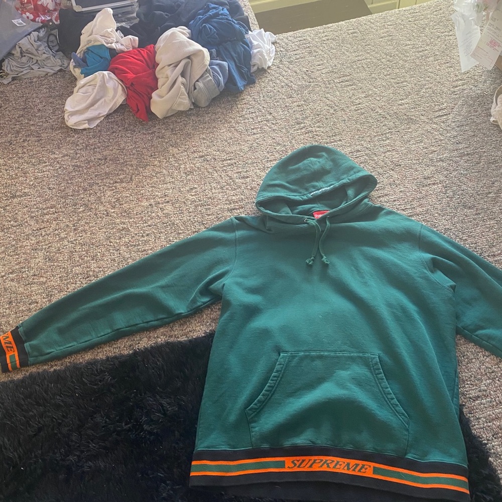 Supreme Forrest Green Stripe Hoodie